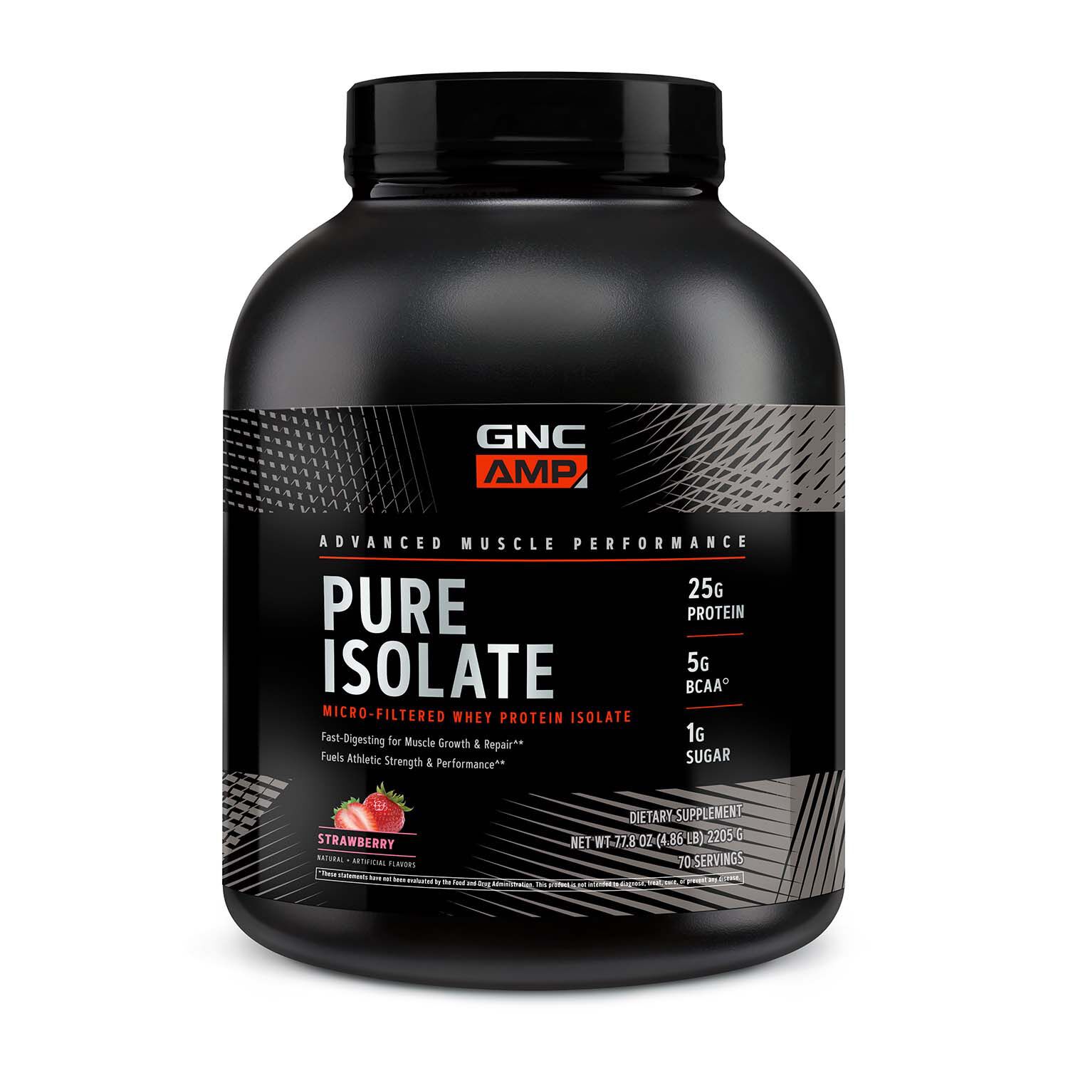 GNC AMP Pure Whey Isolate Protein Powder Strawberry